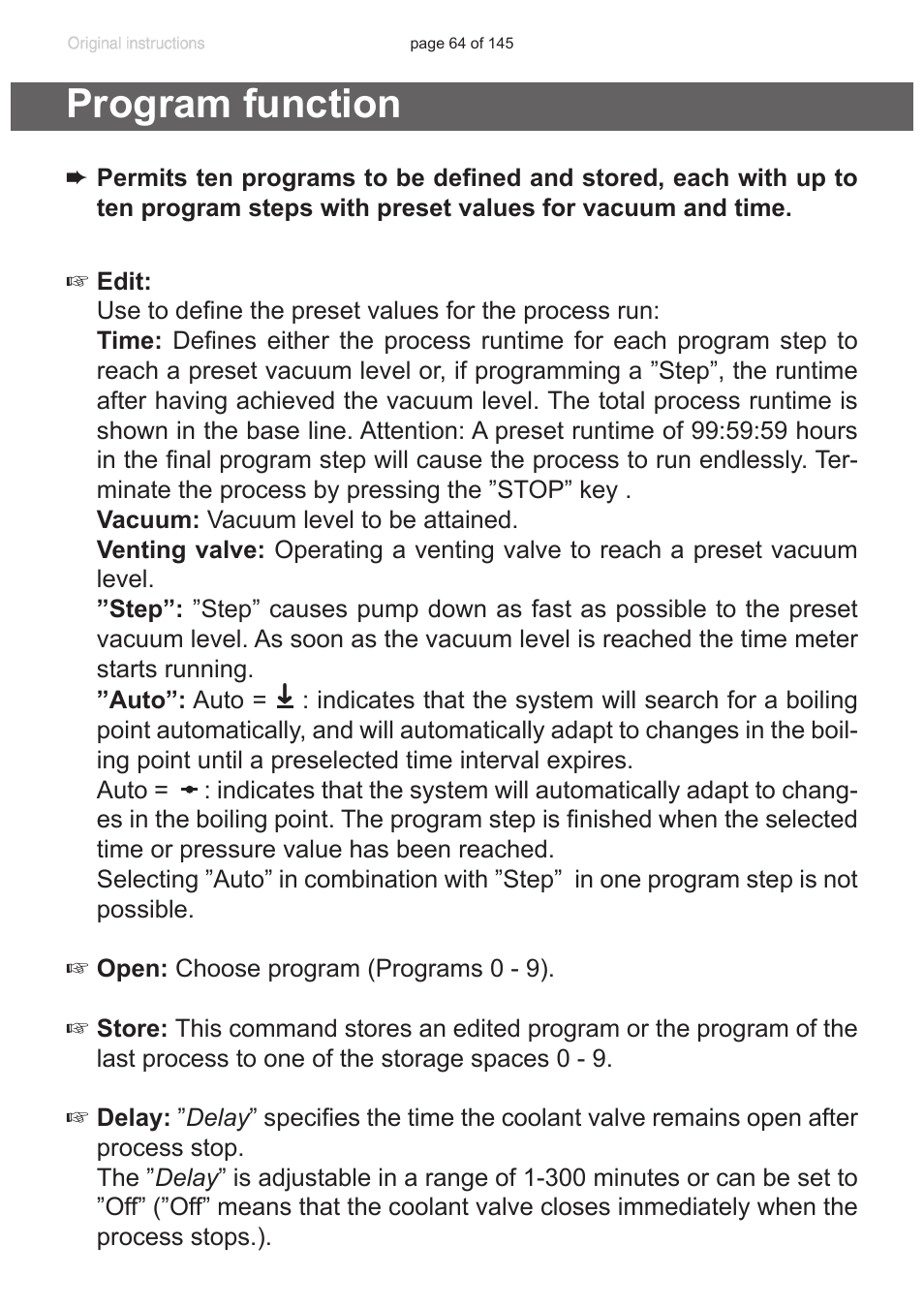 Program function | VACUUBRAND PC 3012 NT VARIO Duo User Manual | Page 70 / 151