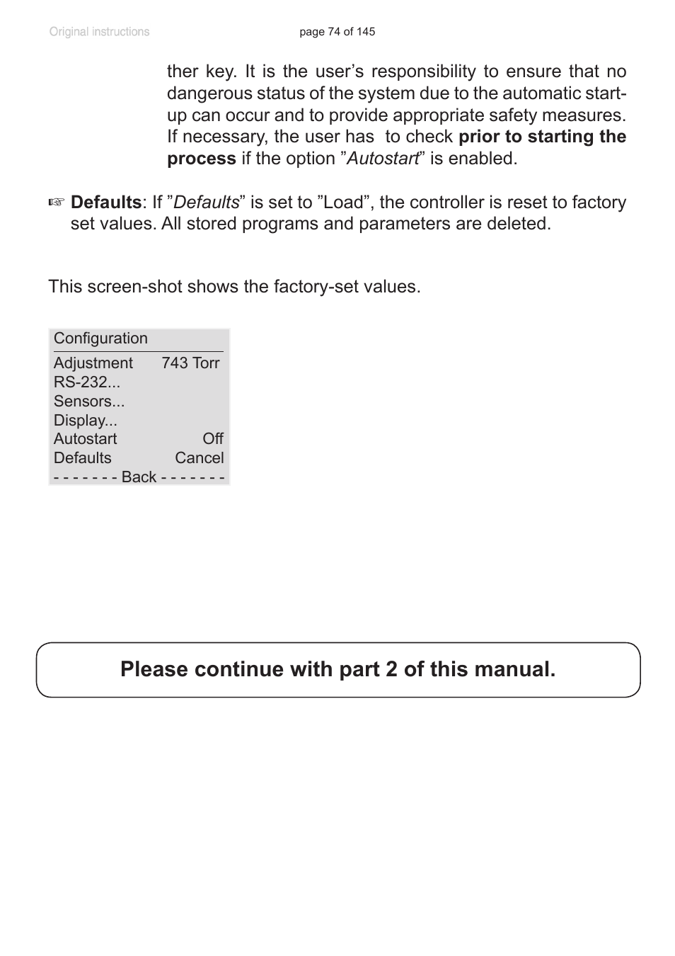 Please continue with part 2 of this manual | VACUUBRAND PC 3012 NT VARIO Duo User Manual | Page 80 / 151
