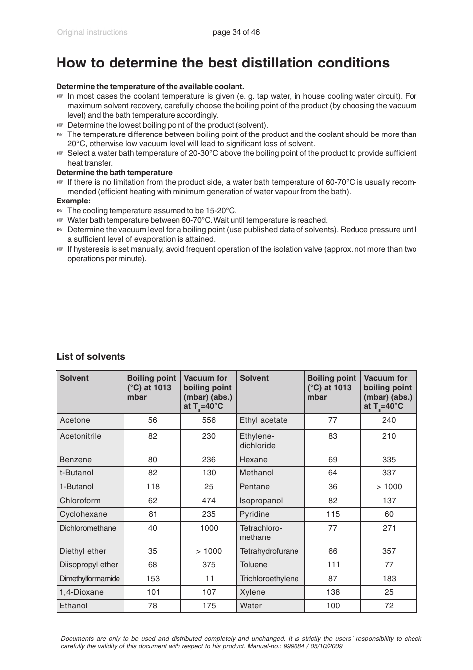 How to determine the best distillation conditions | VACUUBRAND PC 600 LAN User Manual | Page 34 / 46