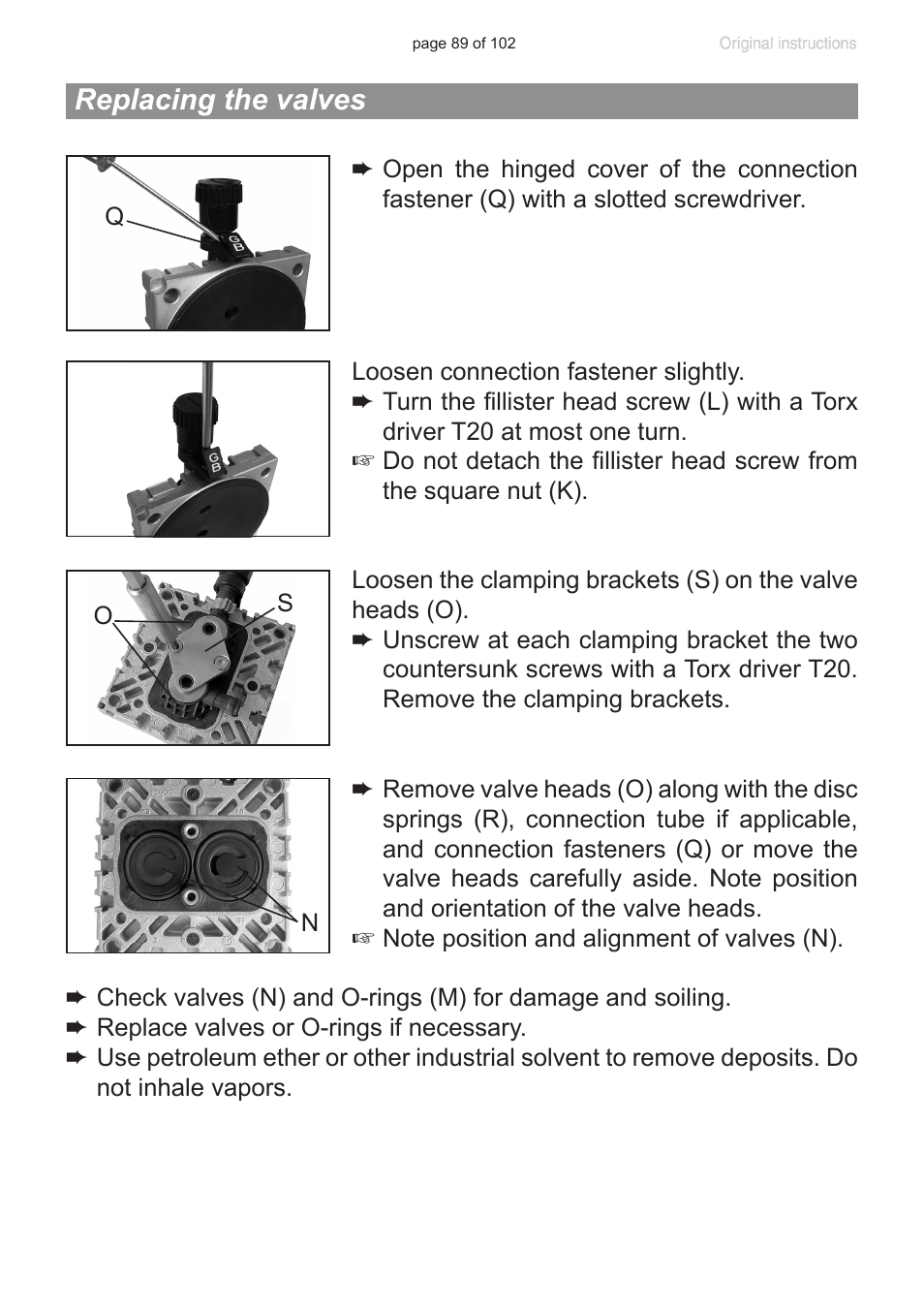 Replacing the valves | VACUUBRAND PC 600 LAN NT User Manual | Page 89 / 102