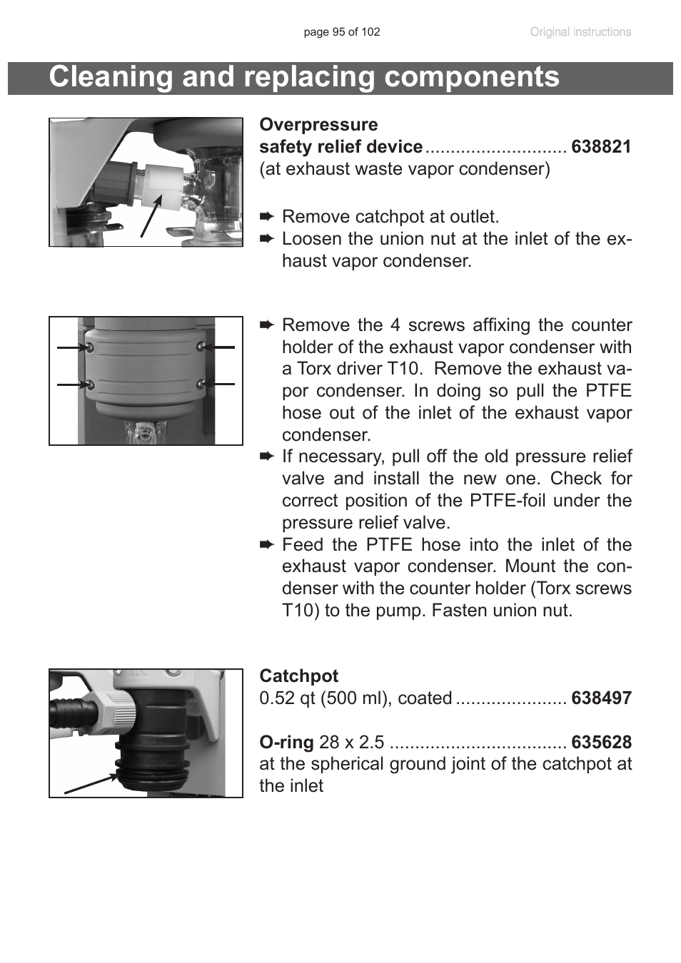 Cleaning and replacing components | VACUUBRAND PC 600 LAN NT User Manual | Page 95 / 102