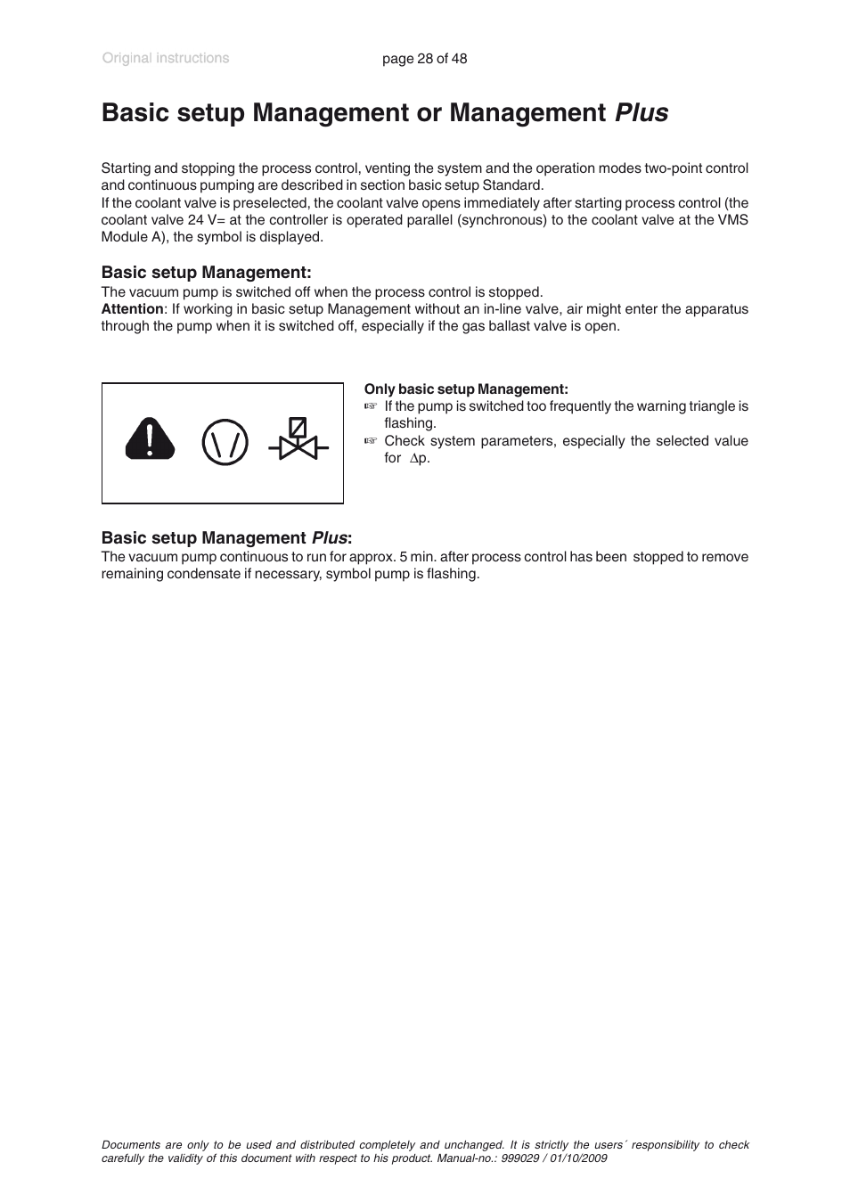 Basic setup management or management plus, Plus, Basic setup management or management | VACUUBRAND PC 620 User Manual | Page 28 / 48