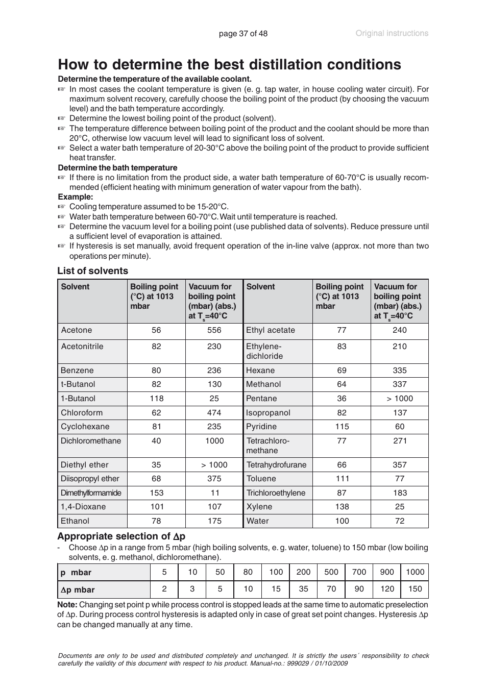 How to determine the best distillation conditions | VACUUBRAND PC 620 User Manual | Page 37 / 48