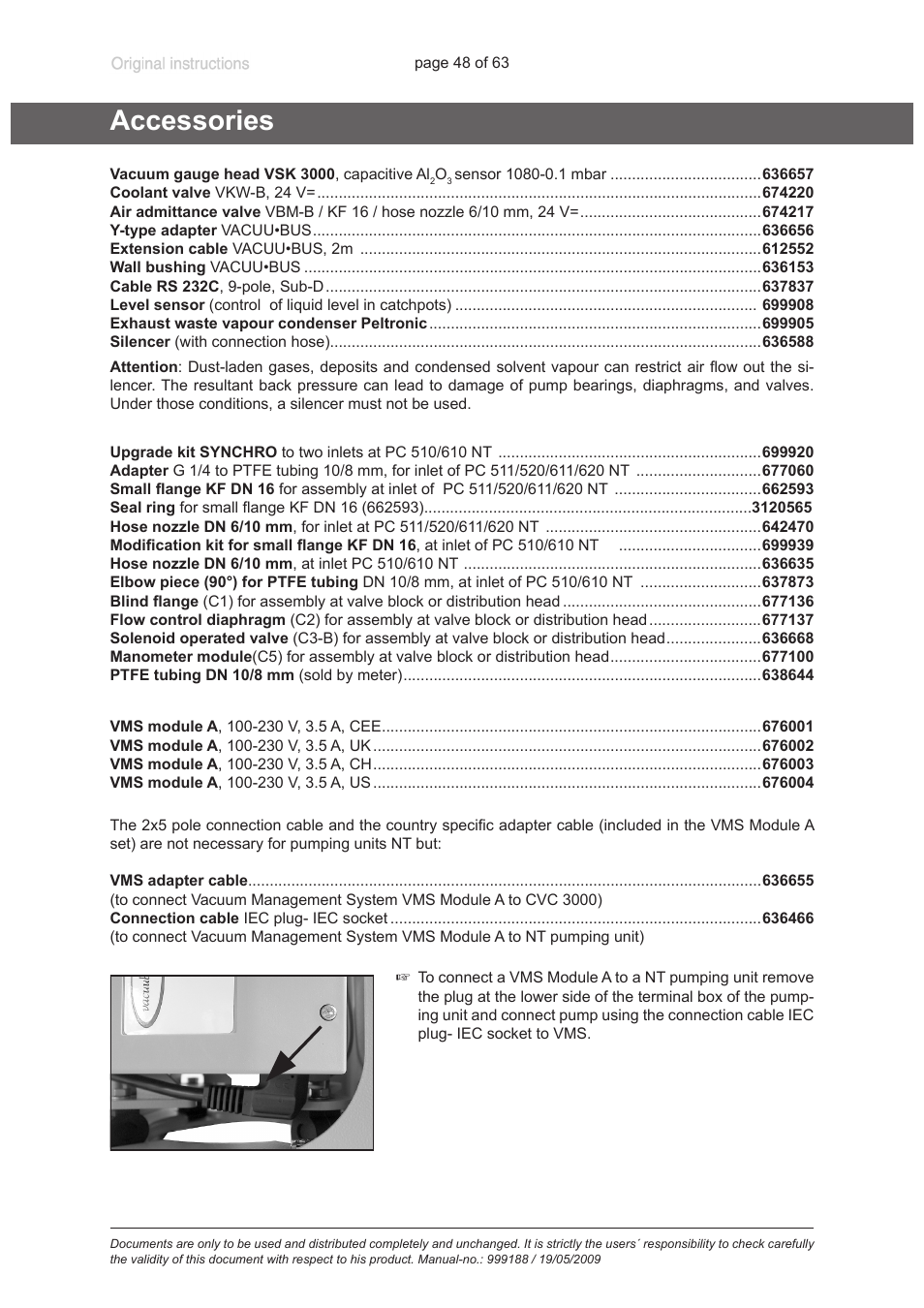 Accessories | VACUUBRAND PC 620 NT User Manual | Page 48 / 63