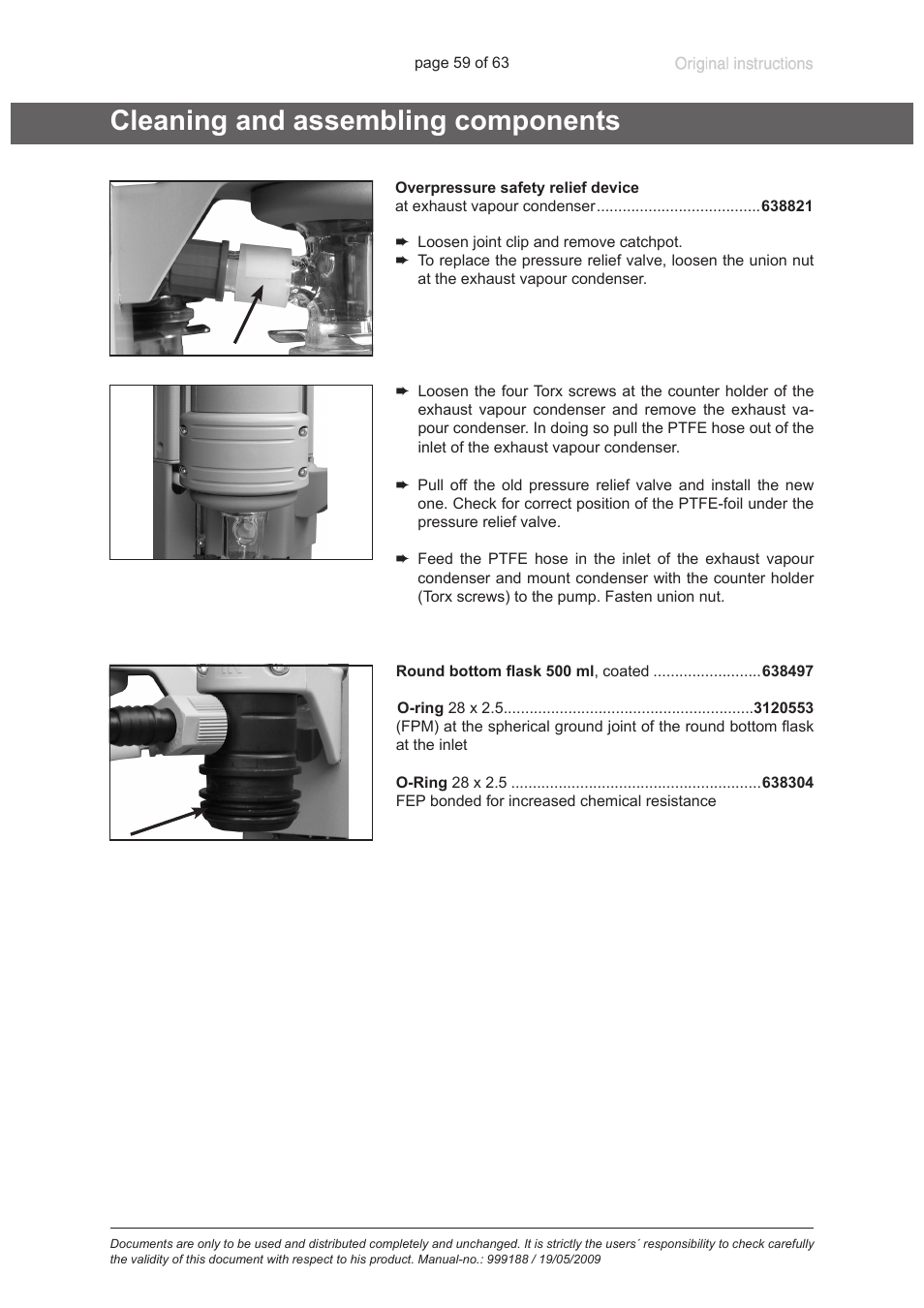 Cleaning and assembling components | VACUUBRAND PC 620 NT User Manual | Page 59 / 63