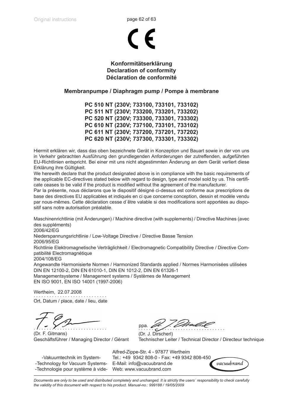 VACUUBRAND PC 620 NT User Manual | Page 62 / 63