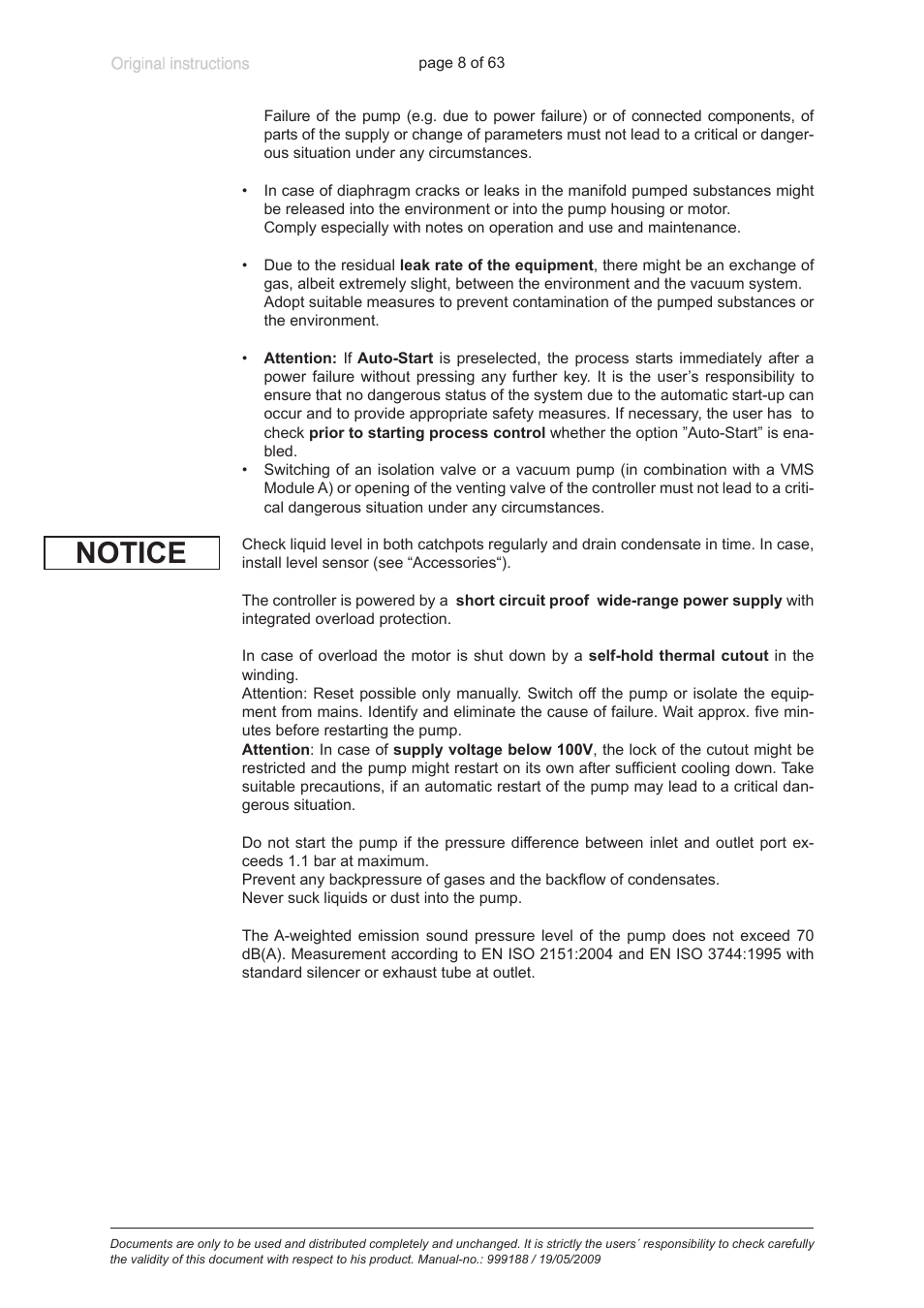 Notice | VACUUBRAND PC 620 NT User Manual | Page 8 / 63