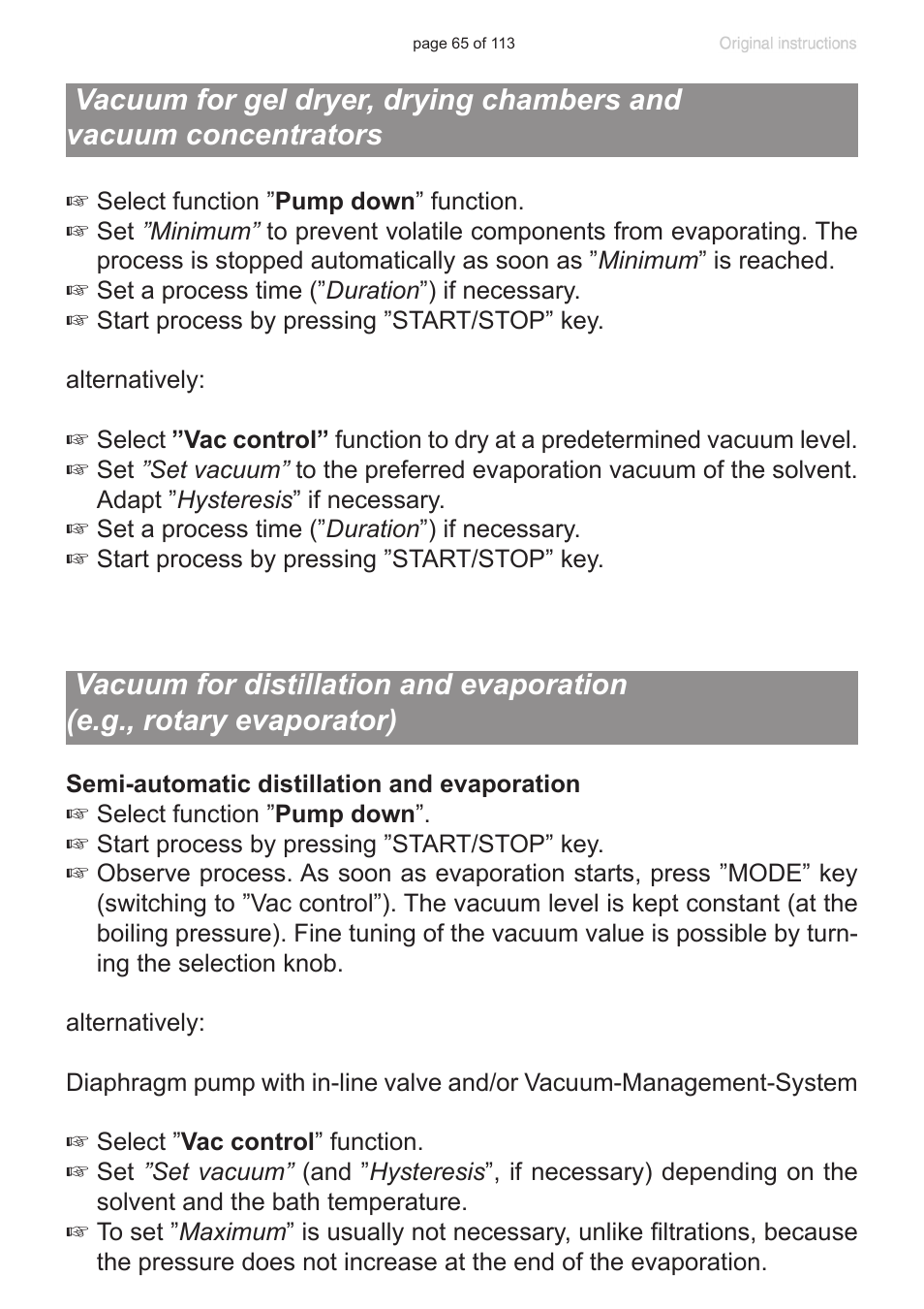 Vacuum for gel dryer, Drying chambers and vacuum concentrators | VACUUBRAND PC 620 NT plastic housing User Manual | Page 65 / 113