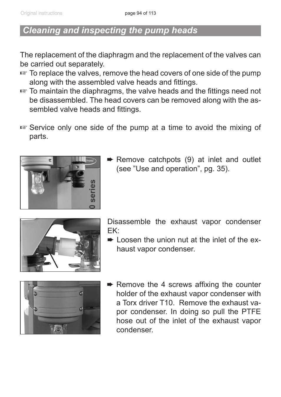 Cleaning and inspecting the pump heads | VACUUBRAND PC 620 NT plastic housing User Manual | Page 94 / 113