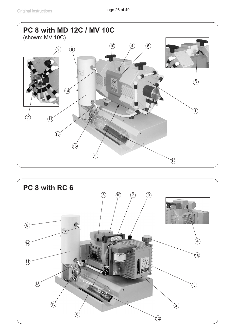 Pc 8 with rc 6, Shown: mv 10c) | VACUUBRAND PC 8 m. RC 6 User Manual | Page 26 / 49