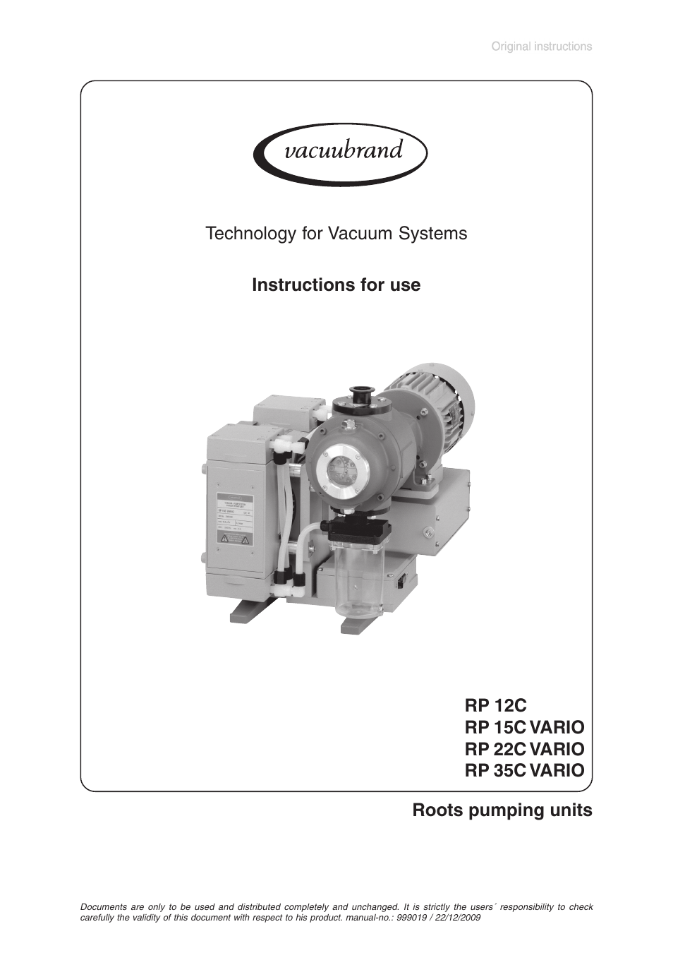 VACUUBRAND RP 35C VARIO User Manual | 29 pages