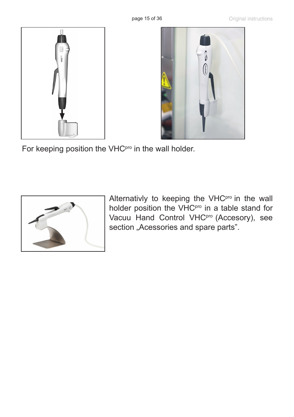 For keeping position the vhc | VACUUBRAND VacuuHandControl VHCpro User Manual | Page 15 / 36