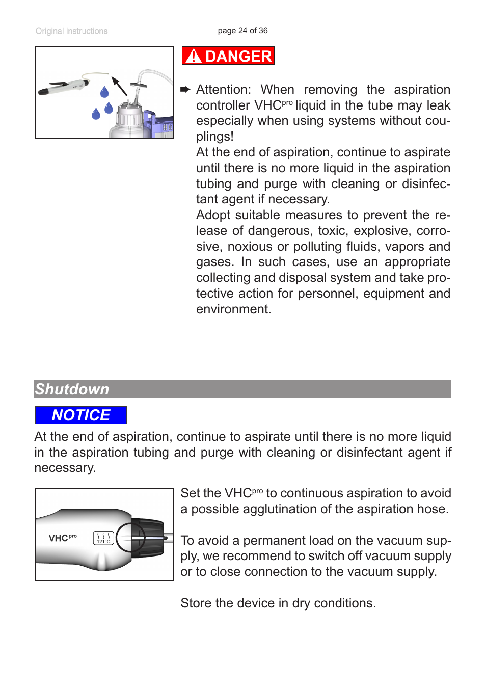 Shutdown, Notice | VACUUBRAND VacuuHandControl VHCpro User Manual | Page 24 / 36
