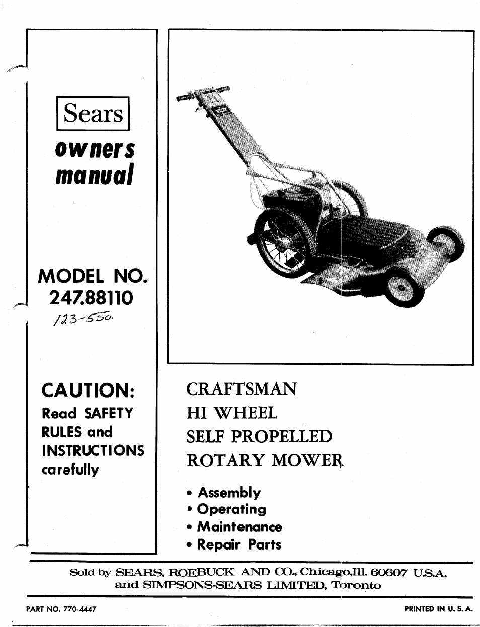 Craftsman 247.88110 User Manual | 36 pages