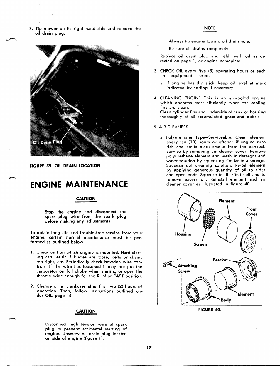 Engine maintenance | Craftsman 247.88110 User Manual | Page 17 / 36