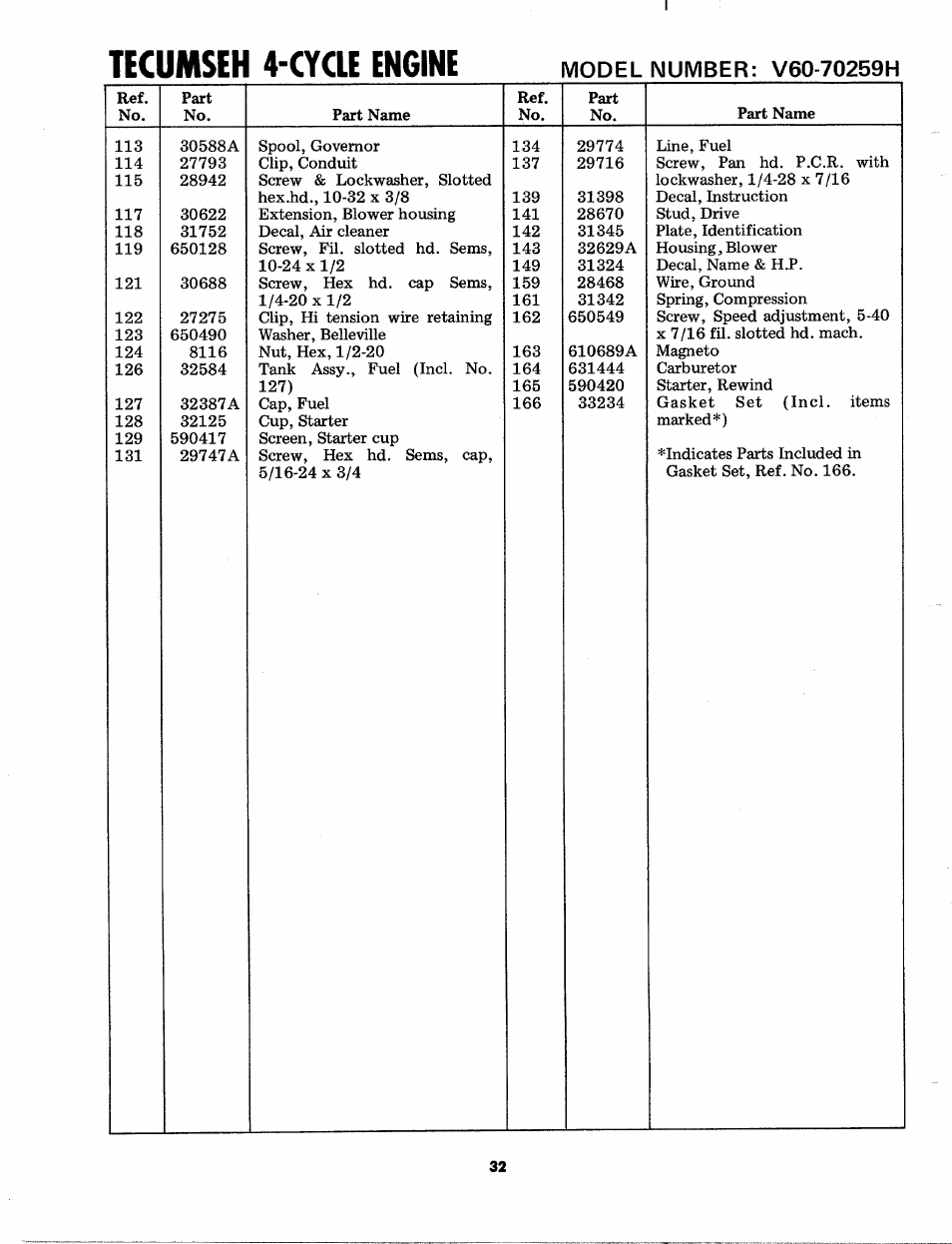 Tecumseh 4-cycle engine | Craftsman 247.88110 User Manual | Page 32 / 36