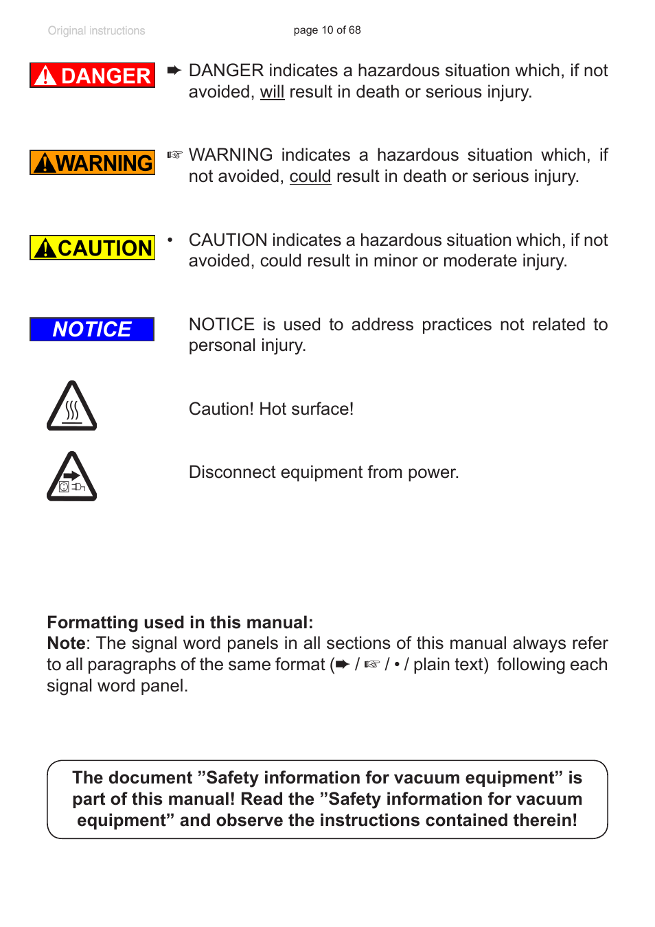 Notice | VACUUBRAND MD 1 VARIO-SP User Manual | Page 10 / 68