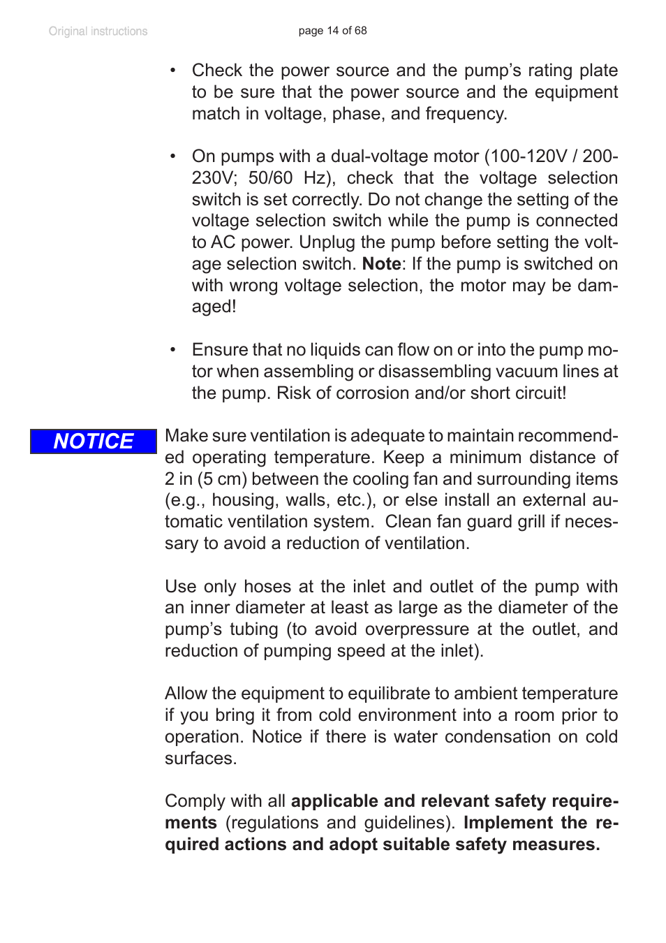 Notice | VACUUBRAND MD 1 VARIO-SP User Manual | Page 14 / 68