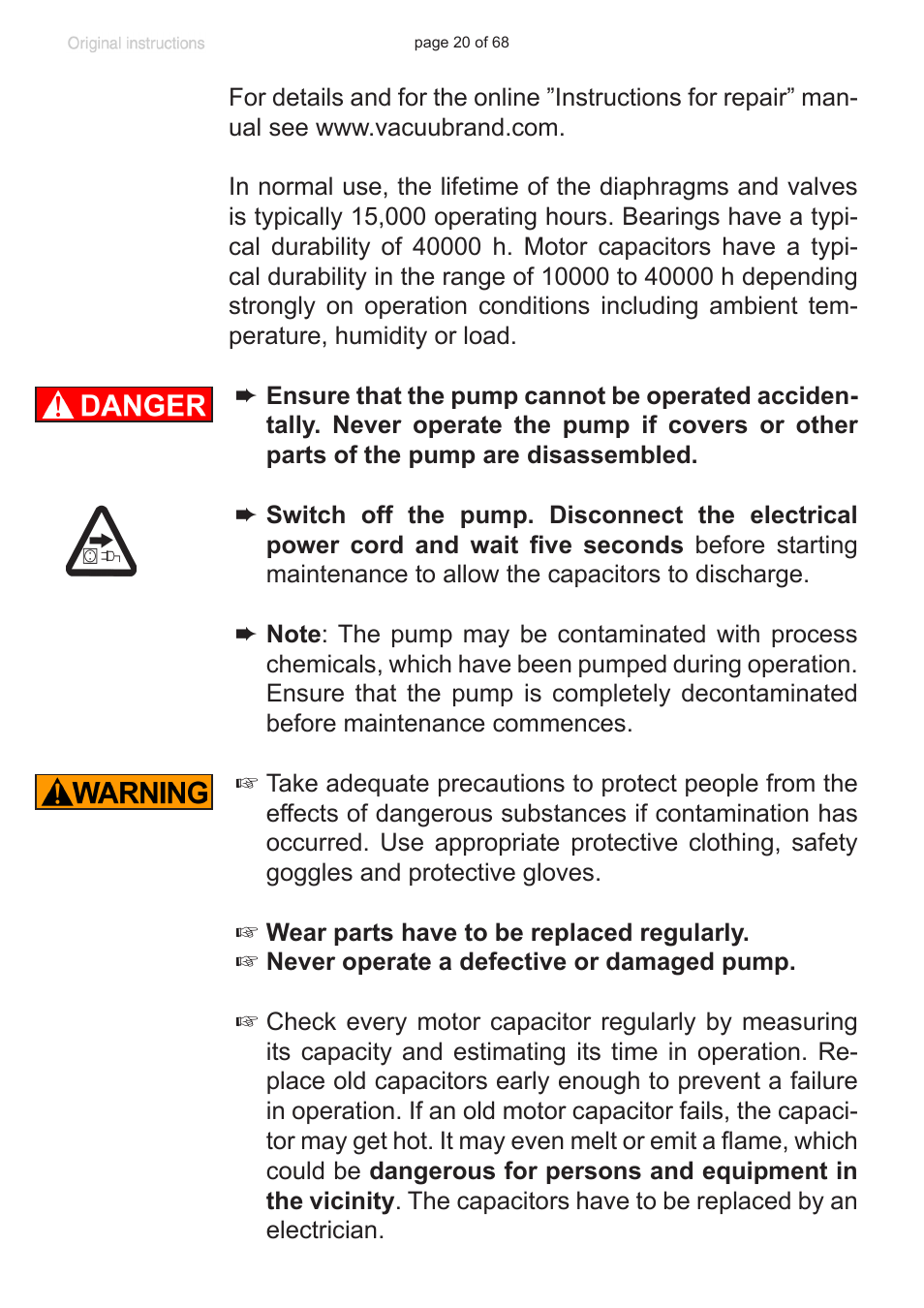 VACUUBRAND MD 1 VARIO-SP User Manual | Page 20 / 68