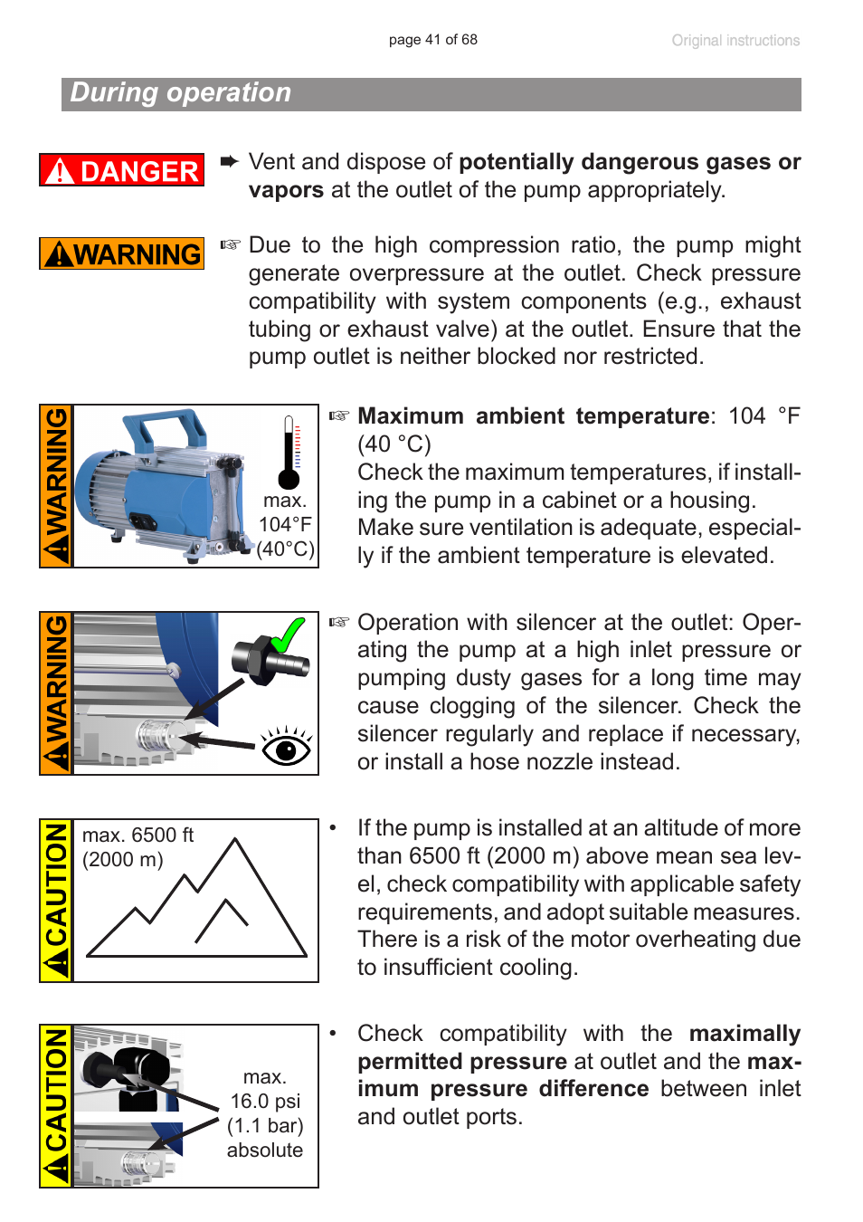 During operation | VACUUBRAND MD 1 VARIO-SP User Manual | Page 41 / 68