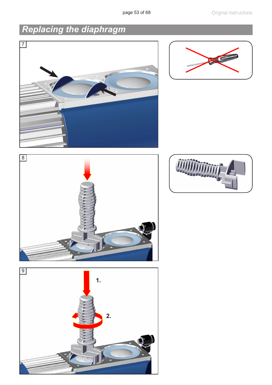 Replacing the diaphragm | VACUUBRAND MD 1 VARIO-SP User Manual | Page 53 / 68
