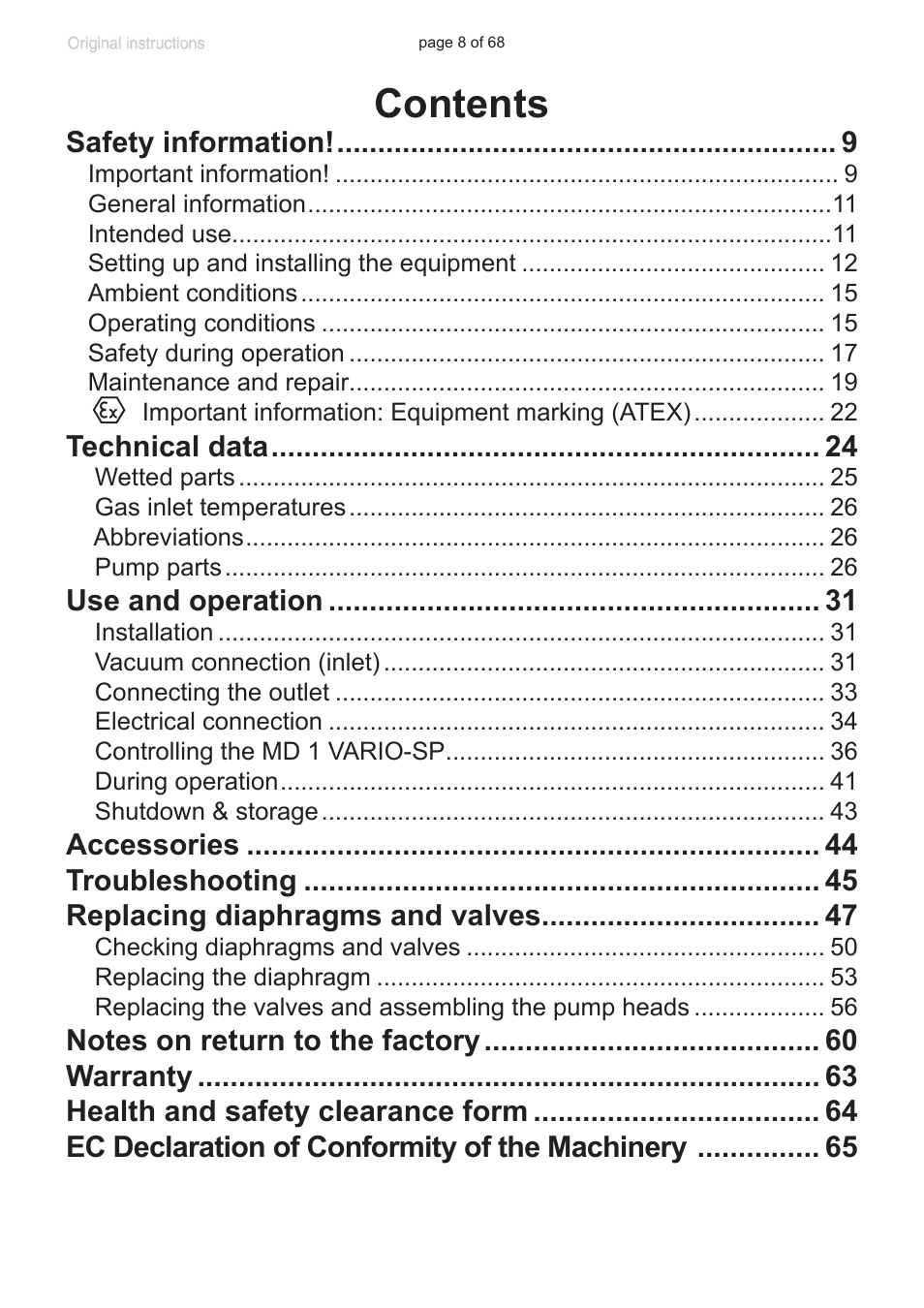 VACUUBRAND MD 1 VARIO-SP User Manual | Page 8 / 68