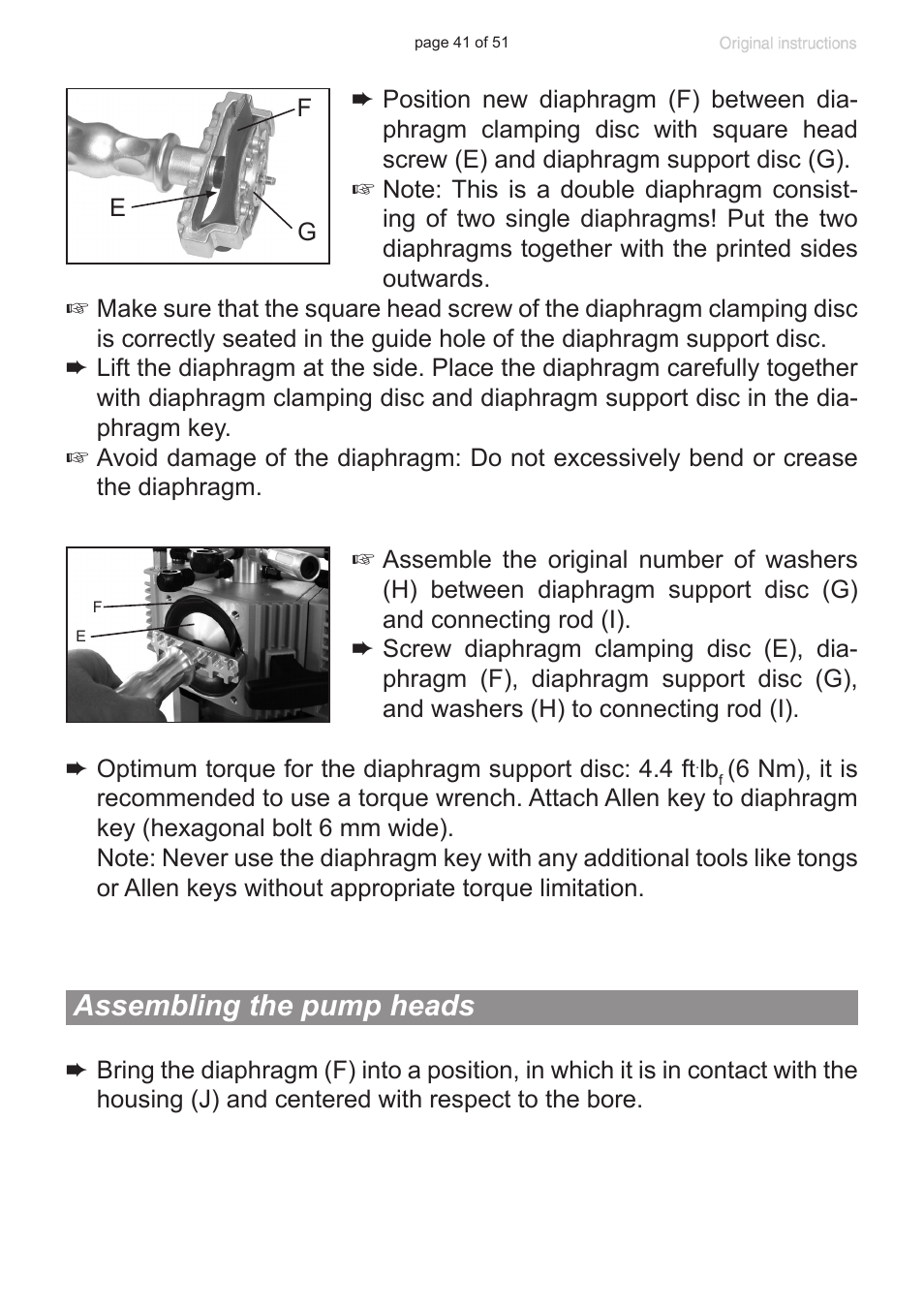 Assembling the pump heads | VACUUBRAND MV 10 User Manual | Page 41 / 51