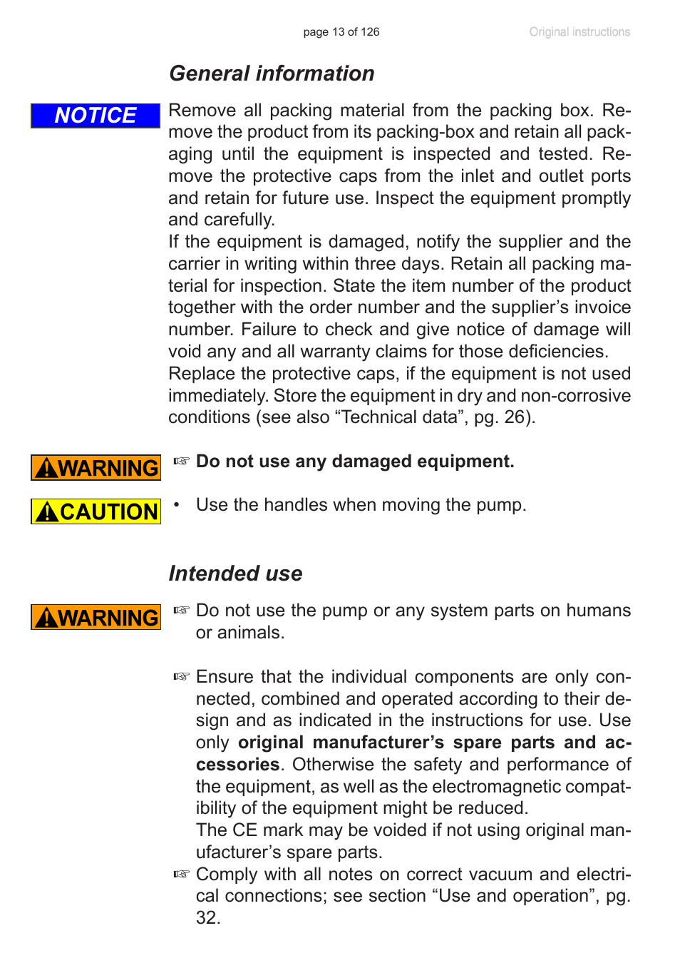 General information, Intended use, Notice | VACUUBRAND MV 10 NT VARIO User Manual | Page 13 / 126