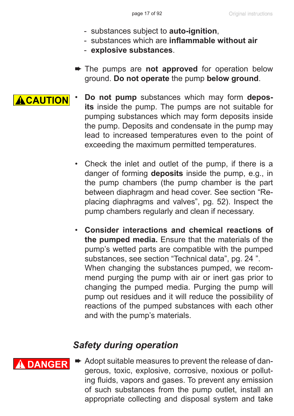 Safety during operation | VACUUBRAND MV 10C NT + EK User Manual | Page 17 / 92