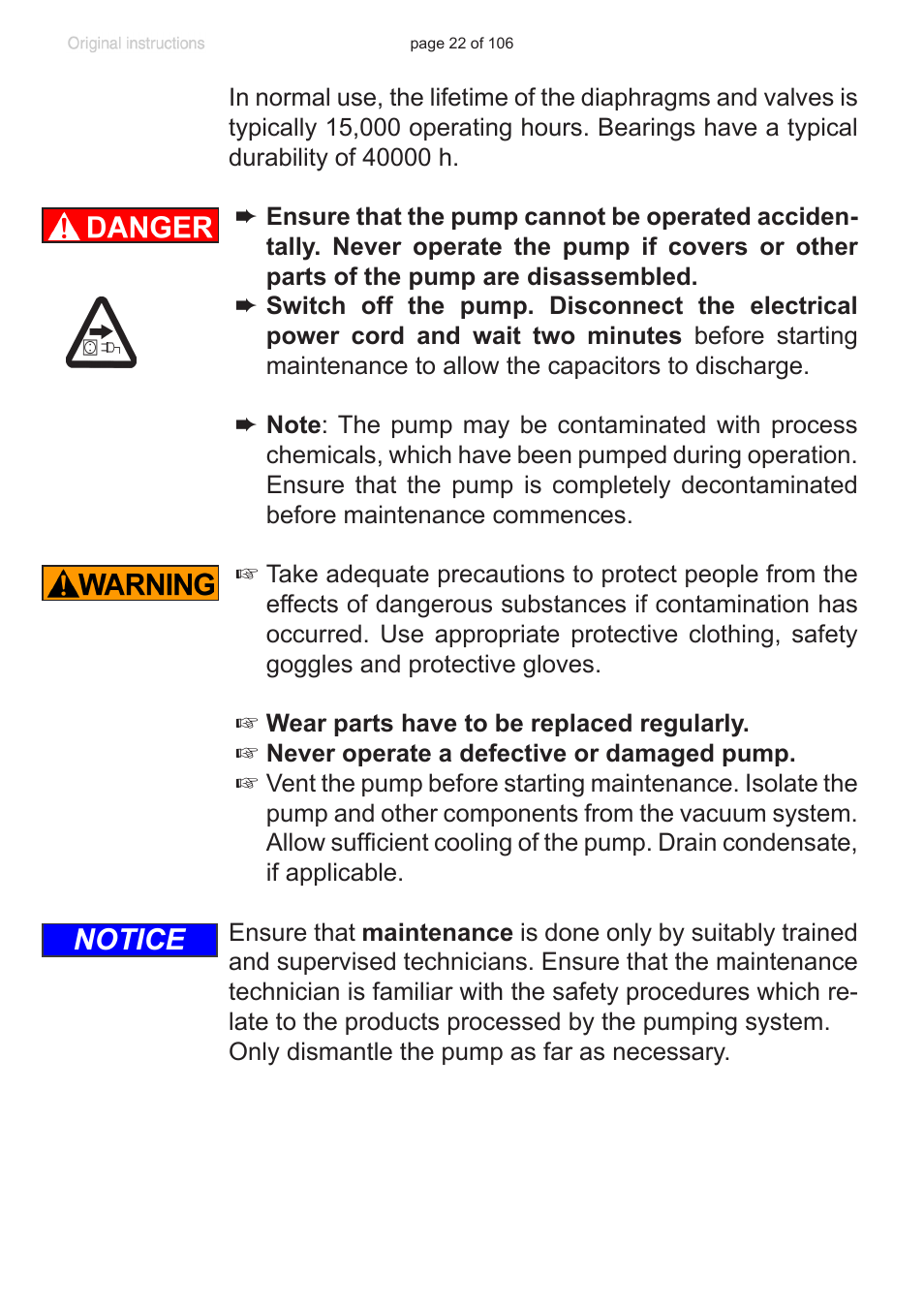 Notice | VACUUBRAND MV 2 NT VARIO User Manual | Page 22 / 106