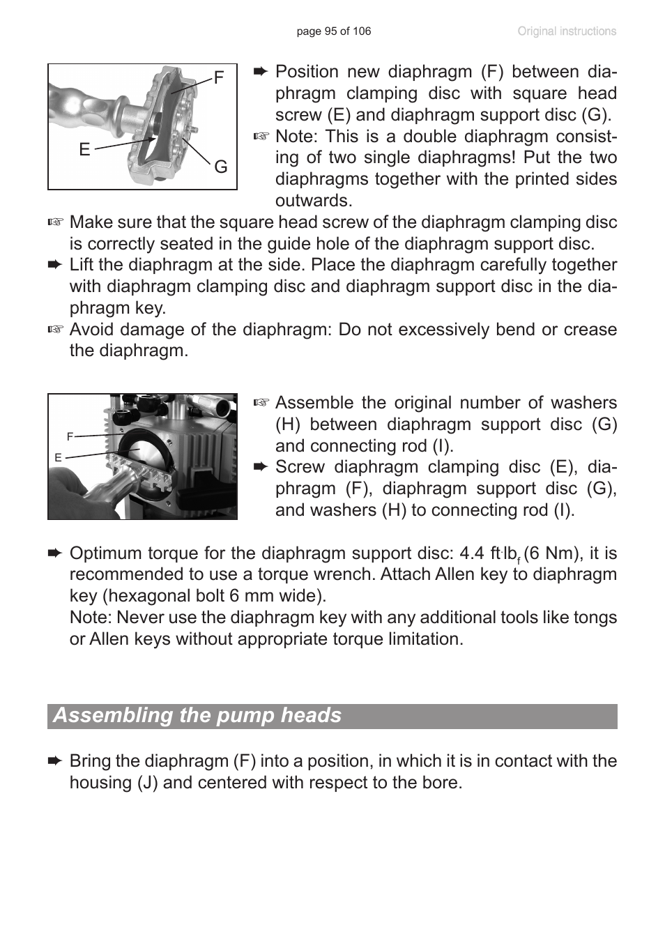 Assembling the pump heads | VACUUBRAND MV 2 NT VARIO User Manual | Page 95 / 106