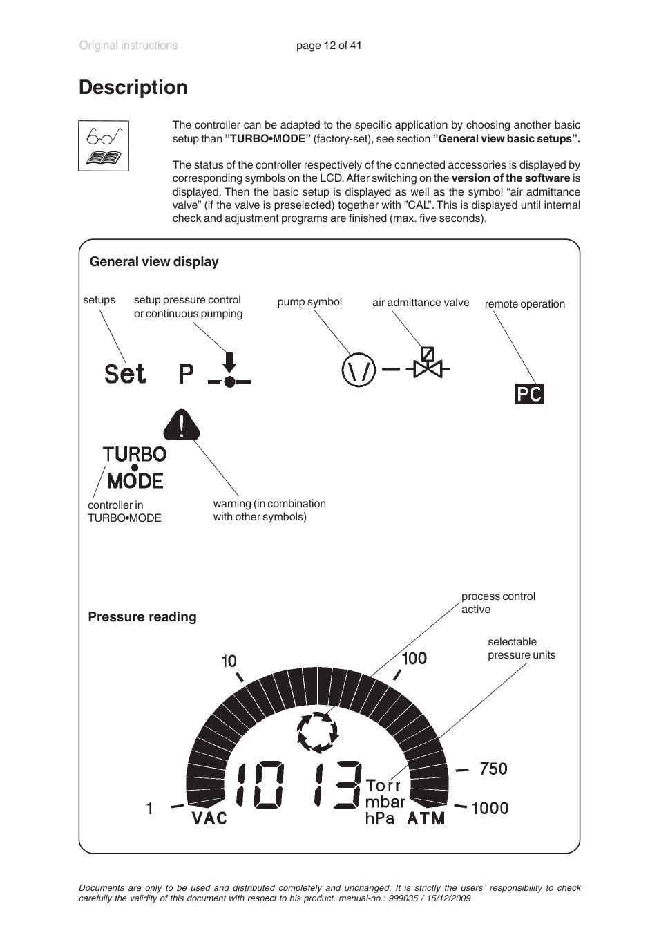 Description | VACUUBRAND MV 2 VARIO User Manual | Page 12 / 41