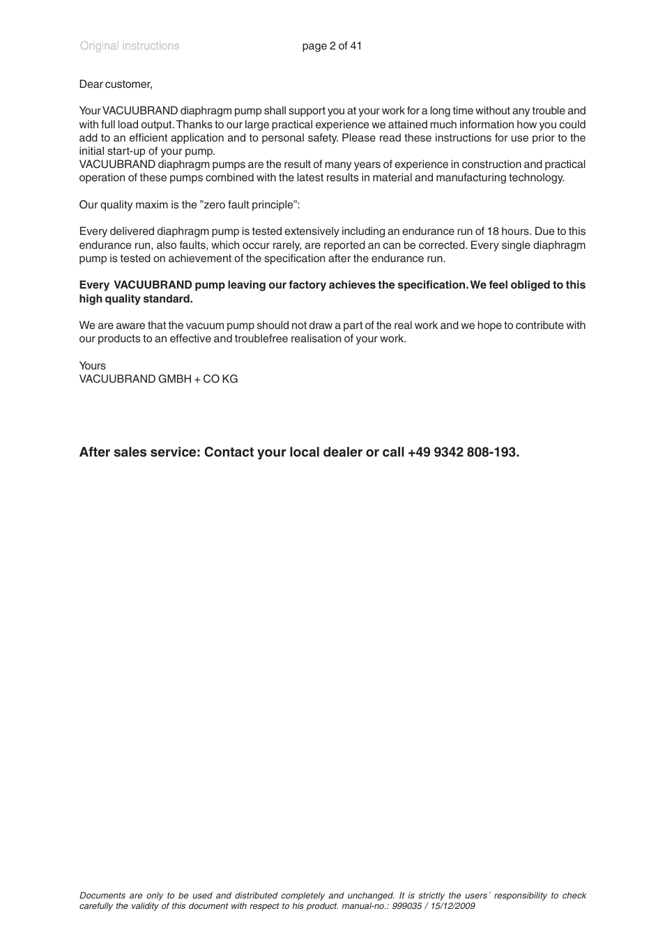 VACUUBRAND MV 2 VARIO User Manual | Page 2 / 41