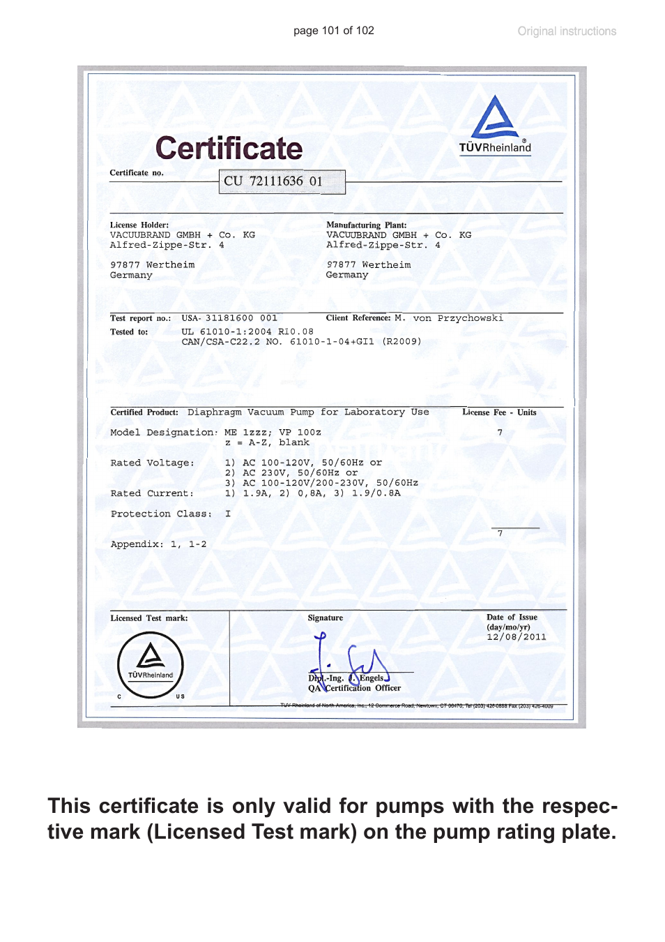 VACUUBRAND MZ 1C User Manual | Page 101 / 102