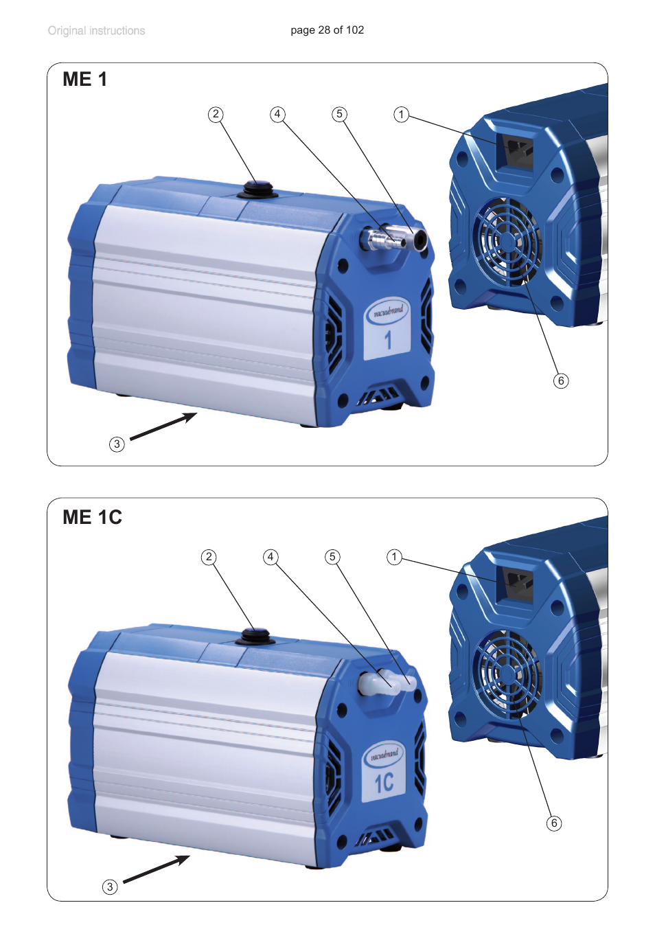 Me 1, Me 1c | VACUUBRAND MZ 1C User Manual | Page 28 / 102