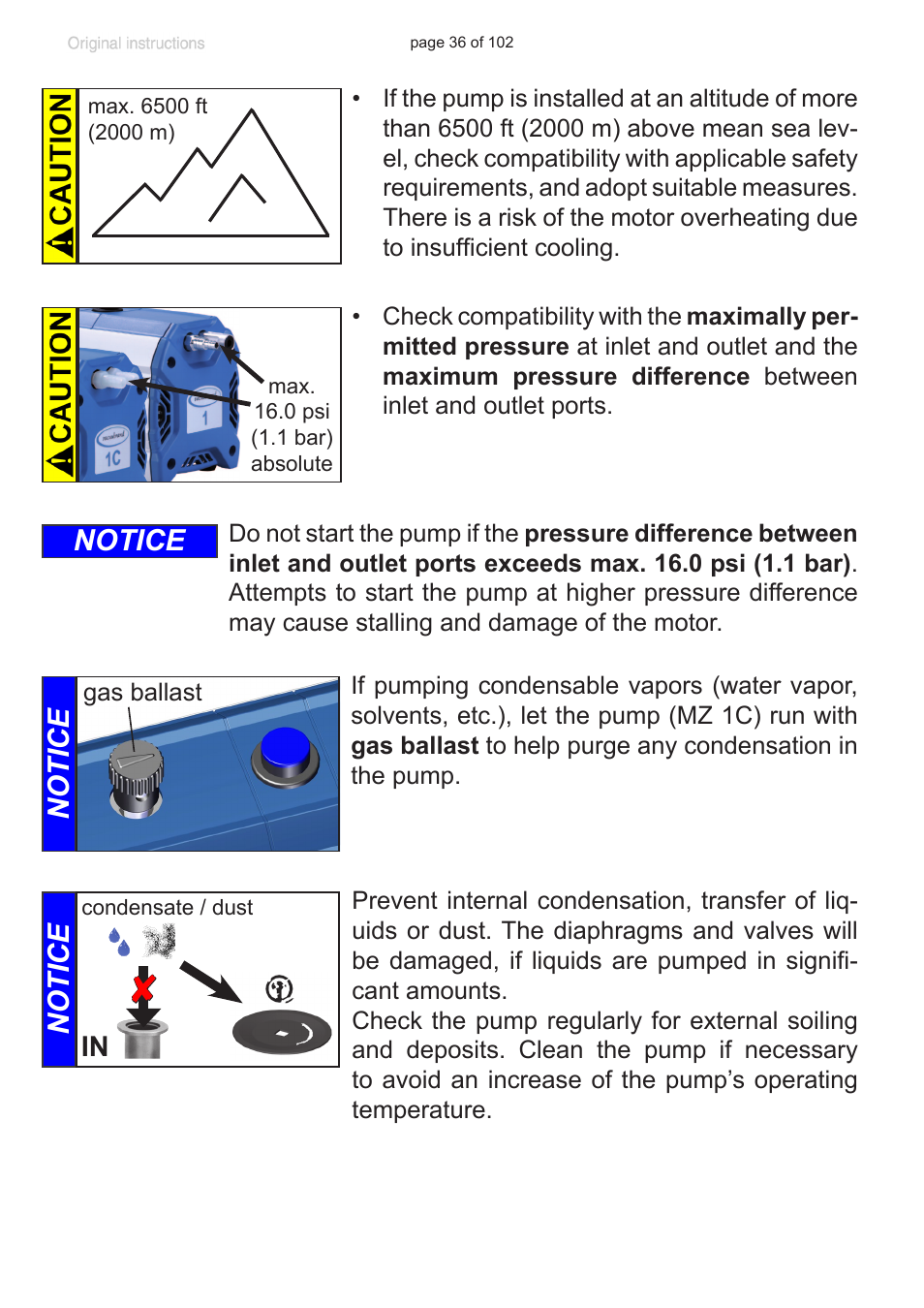 Notice | VACUUBRAND MZ 1C User Manual | Page 36 / 102