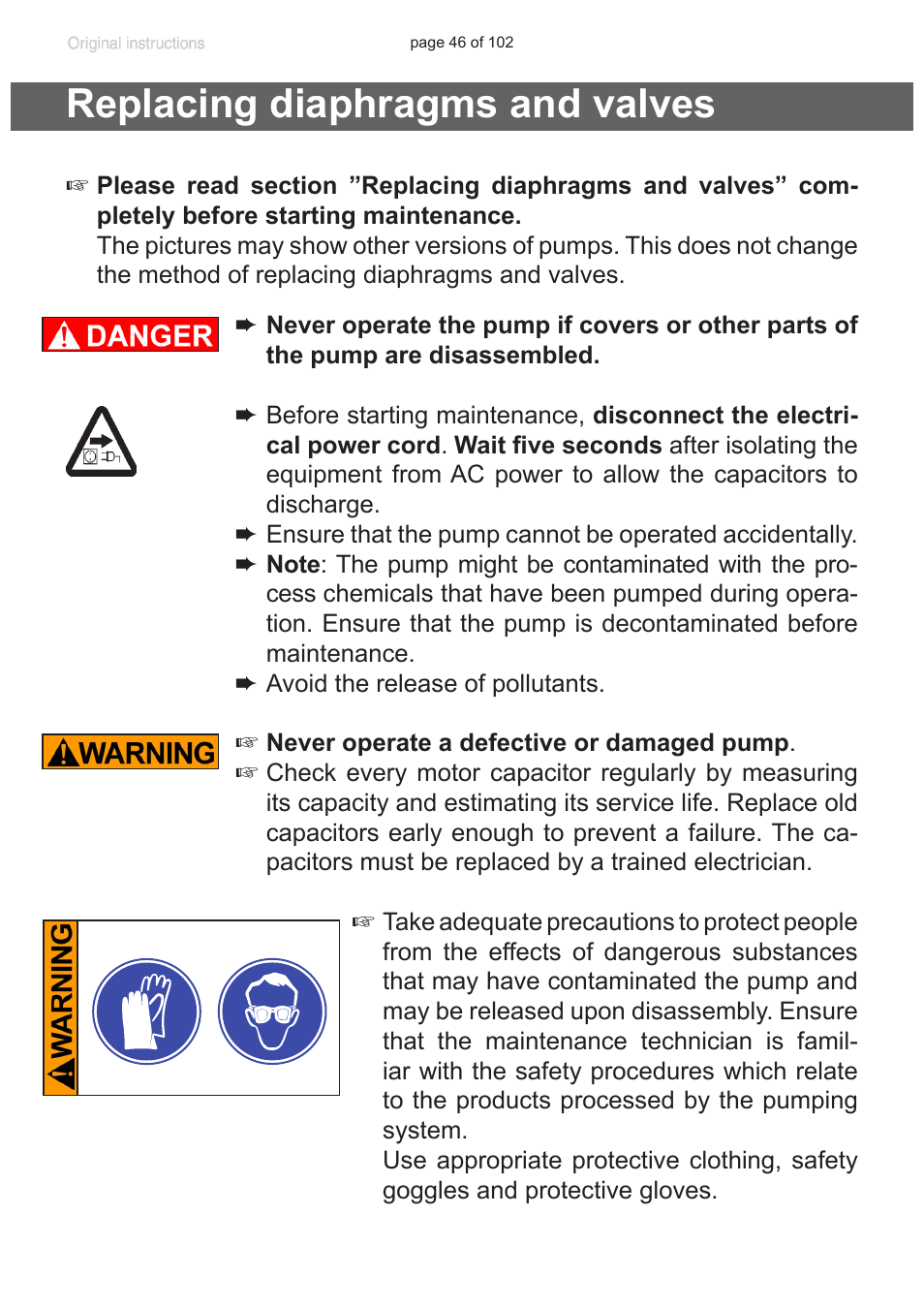 Replacing diaphragms and valves | VACUUBRAND MZ 1C User Manual | Page 46 / 102