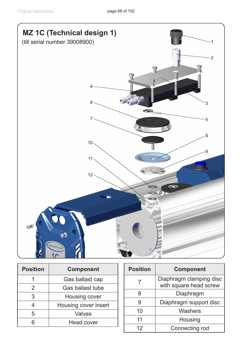 Mz 1c (technical design 1) | VACUUBRAND MZ 1C User Manual | Page 68 / 102