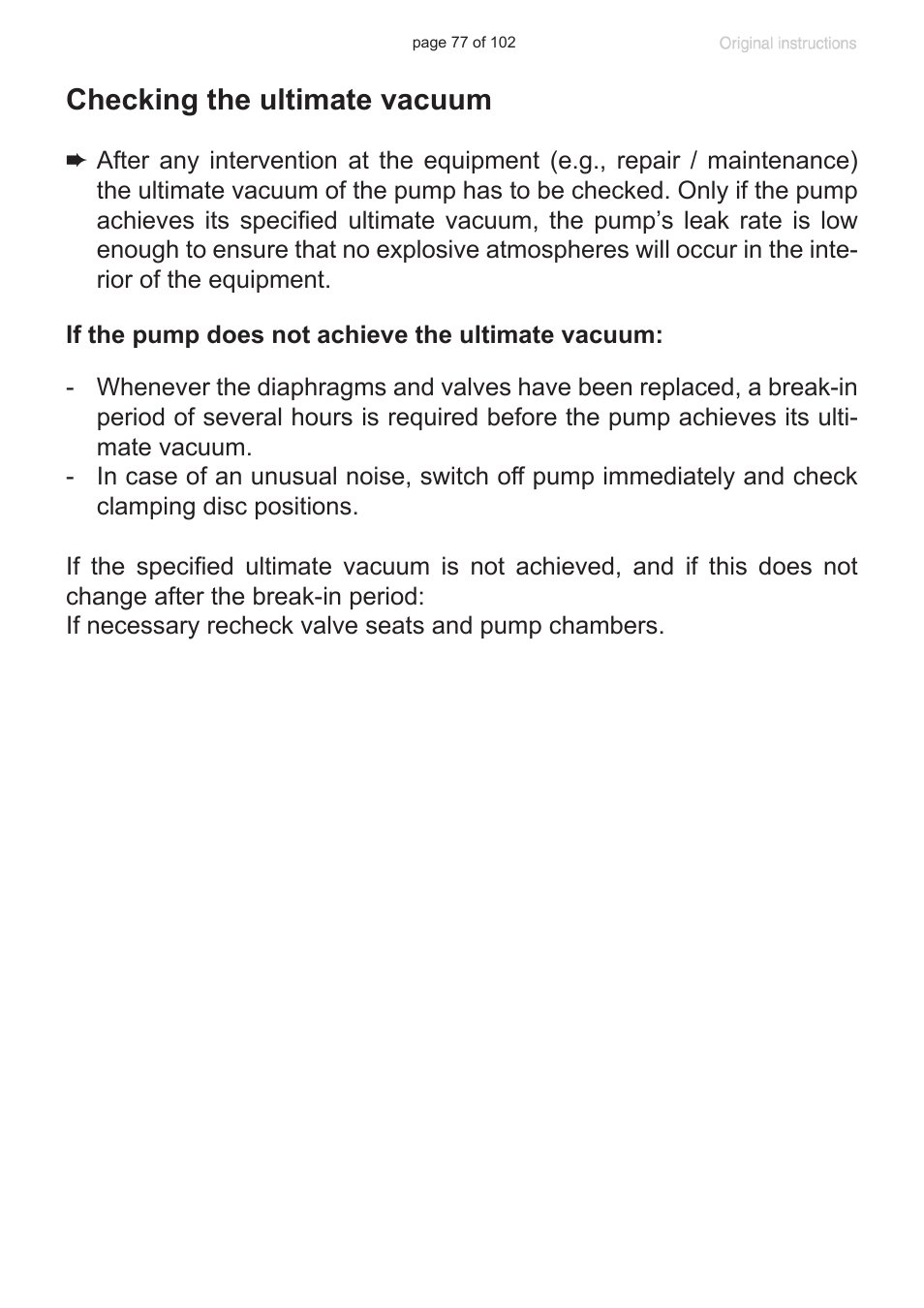 Checking the ultimate vacuum | VACUUBRAND MZ 1C User Manual | Page 77 / 102