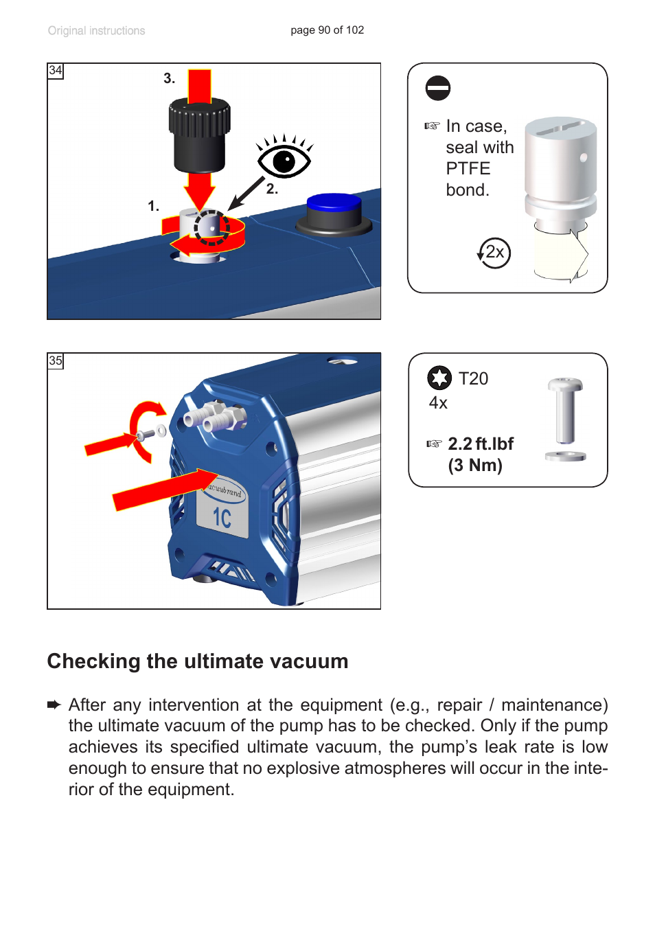 Checking the ultimate vacuum | VACUUBRAND MZ 1C User Manual | Page 90 / 102