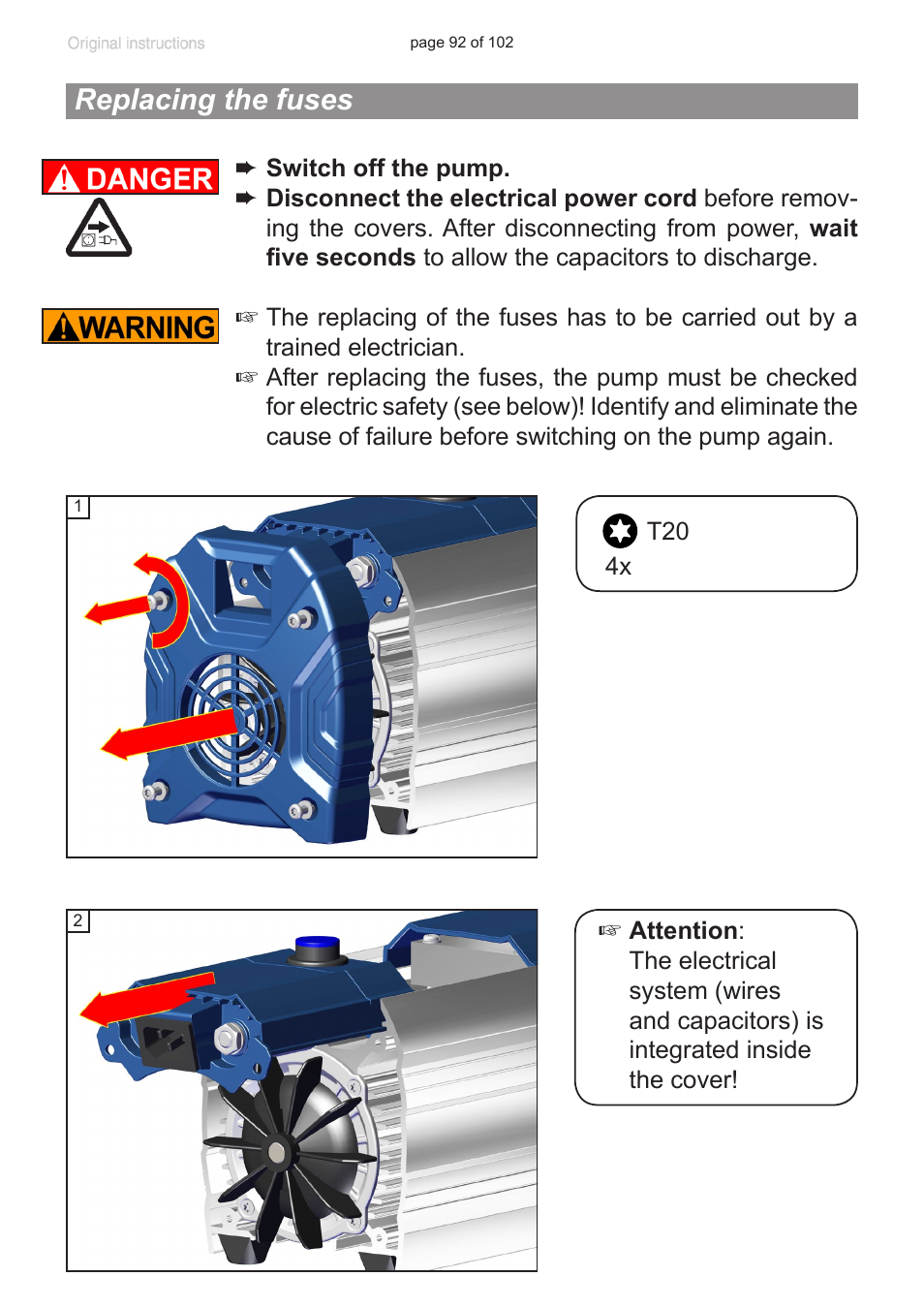 Replacing the fuses | VACUUBRAND MZ 1C User Manual | Page 92 / 102