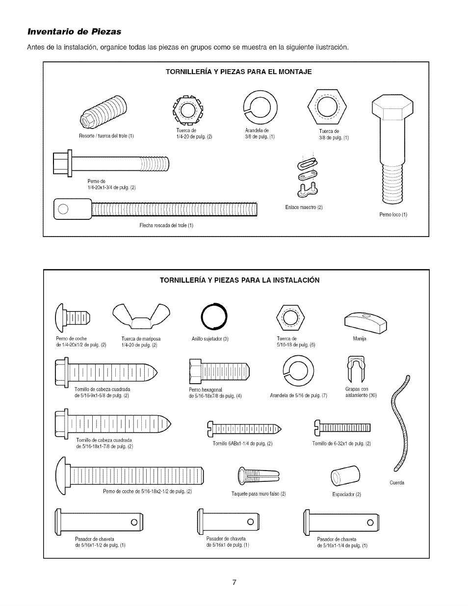 Inventarío de piezas, Inventario de piezas | Craftsman 139.53918d User Manual | Page 46 / 79