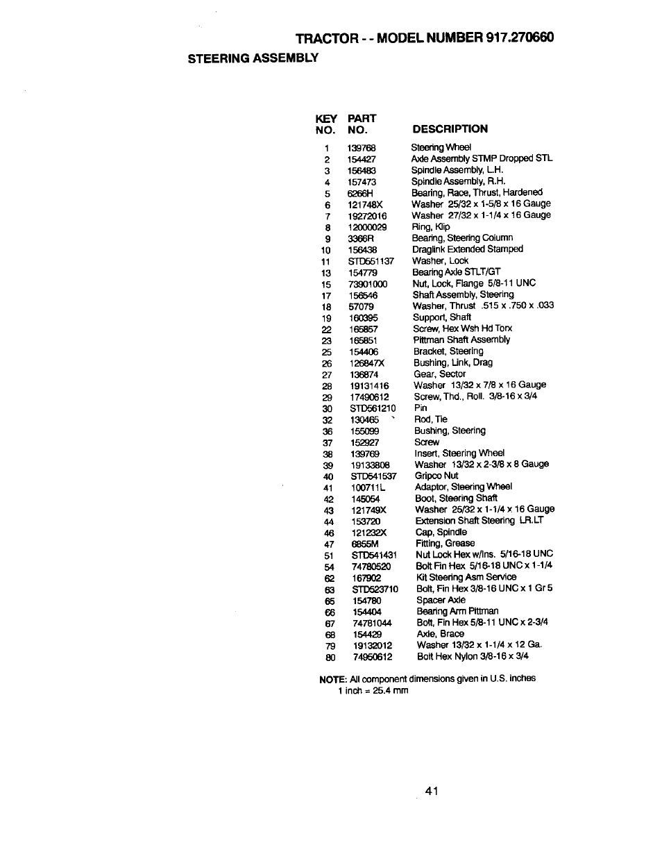 Steering assembly | Craftsman 917.270660 User Manual | Page 41 / 60