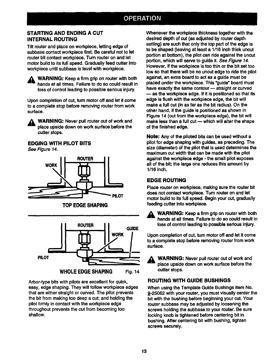 Operation | Craftsman 315.175000 User Manual | Page 13 / 20