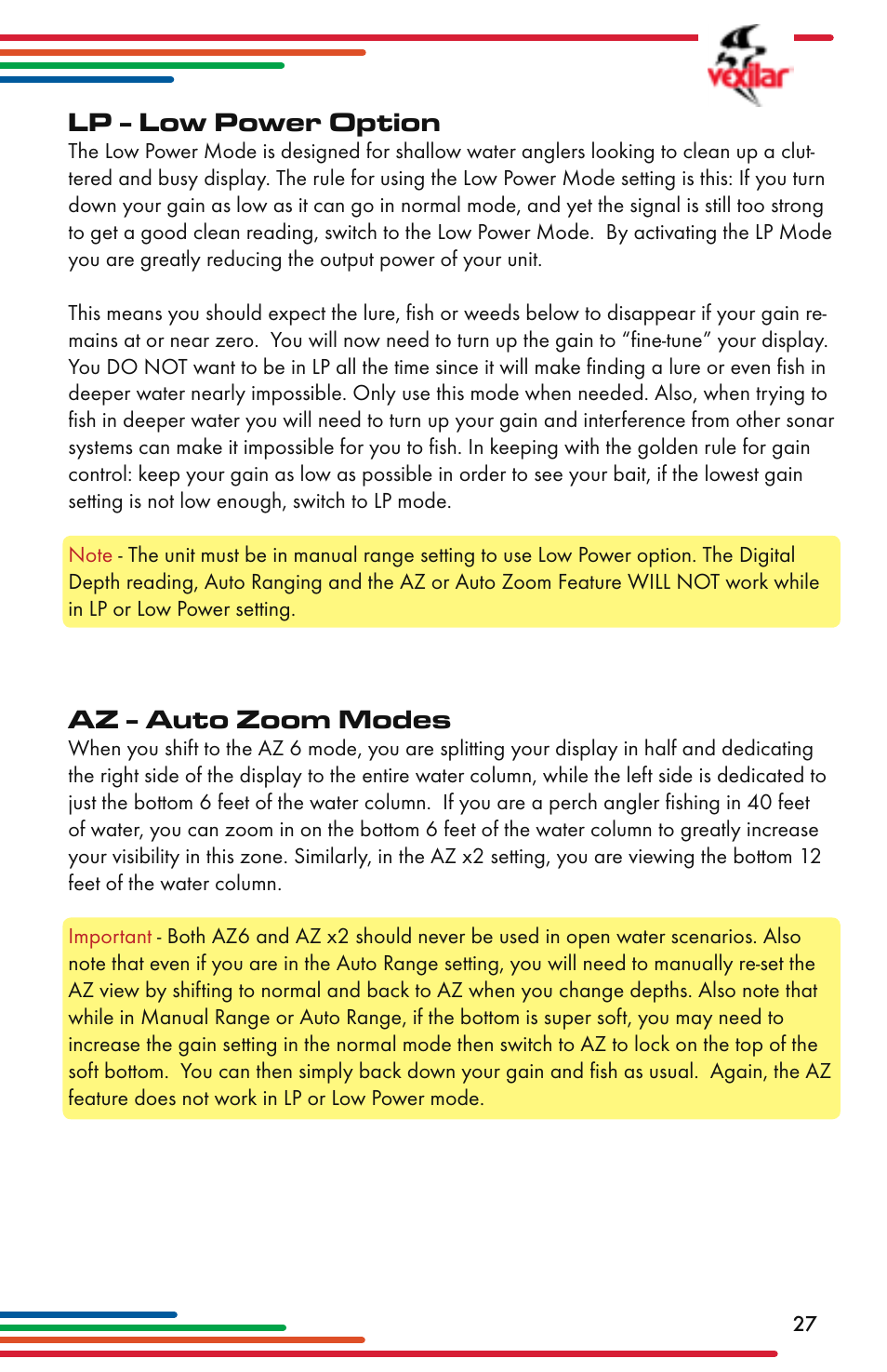 Vexilar Flasher Family 2013 User Manual | Page 27 / 64