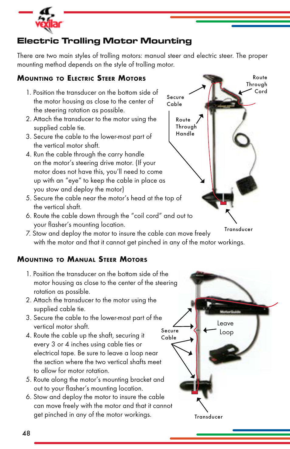 Electric trolling motor mounting | Vexilar Flasher Family 2013 User Manual | Page 48 / 64