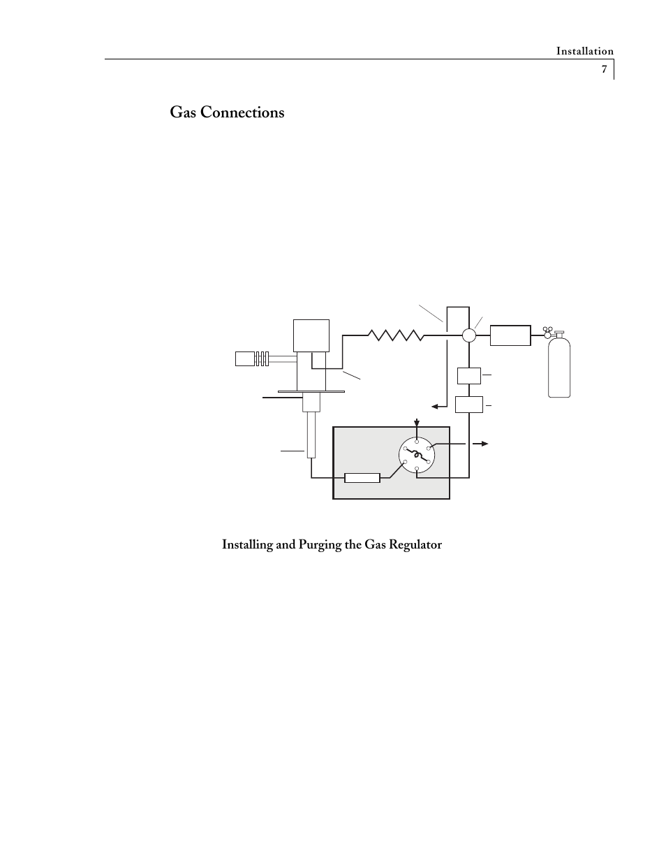 Gas connections, Installing and purging the gas regulator | VICI D-4-I-VA38-R User Manual | Page 11 / 20