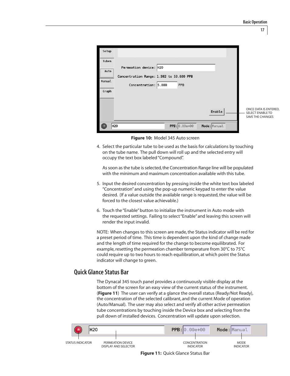 Quick glance status bar | VICI Dynacalibrator 345 User Manual | Page 21 / 31