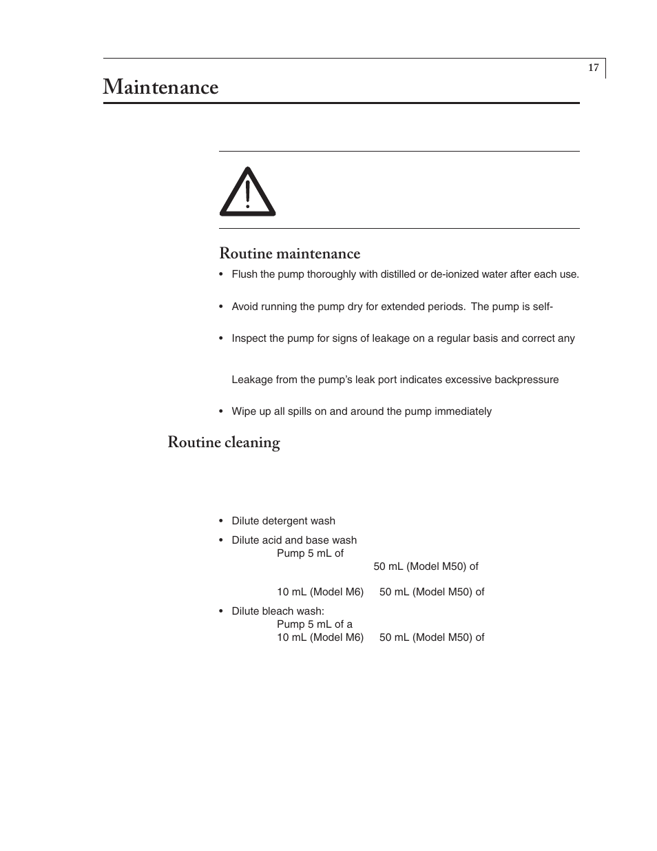 Maintenance, Routine maintenance, Routine cleaning | VICI M50 User Manual | Page 21 / 34