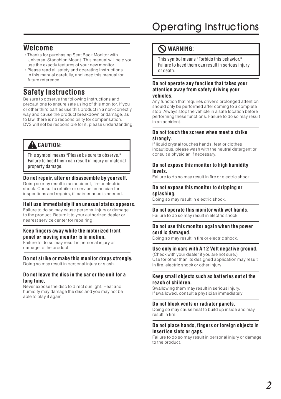 Operating ins truc tions, Welcome, Safety instructions | Vizualogic RoadTrip Elite 9 User Manual | Page 3 / 32